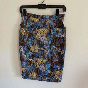 Plenty Tracy Reese Anthropologie blue watercolor floral pencil skirt 4